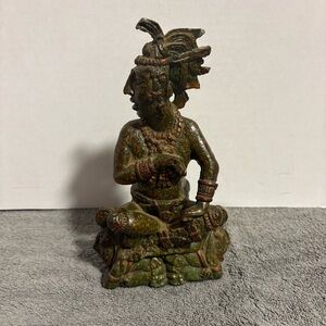 Vtg 9” Mayan Warrior Figurine Heredia Mexican Archaeological Reproductions Decor